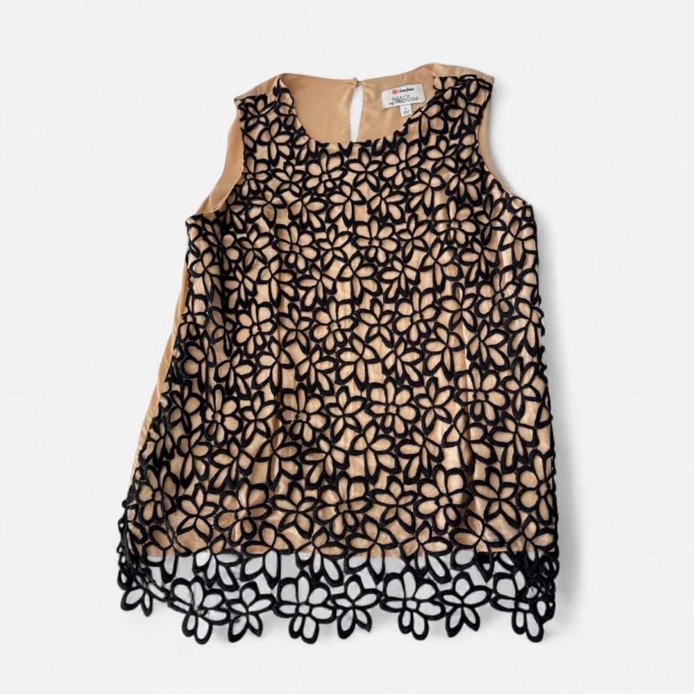 Lela Rose Elegant Black and Tan blouse